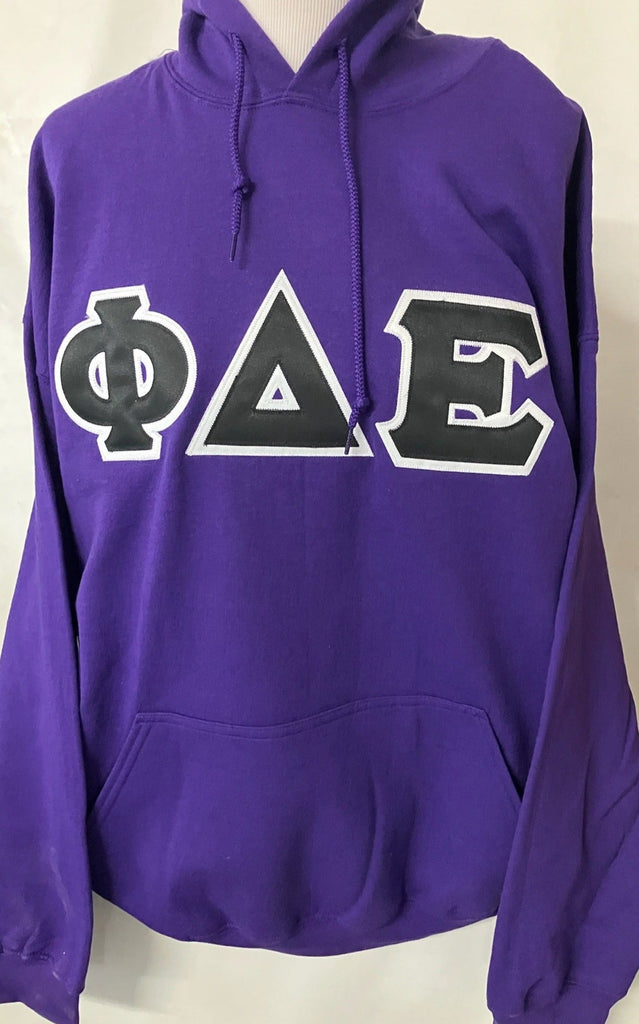 Hoodie with Sewn on Letters